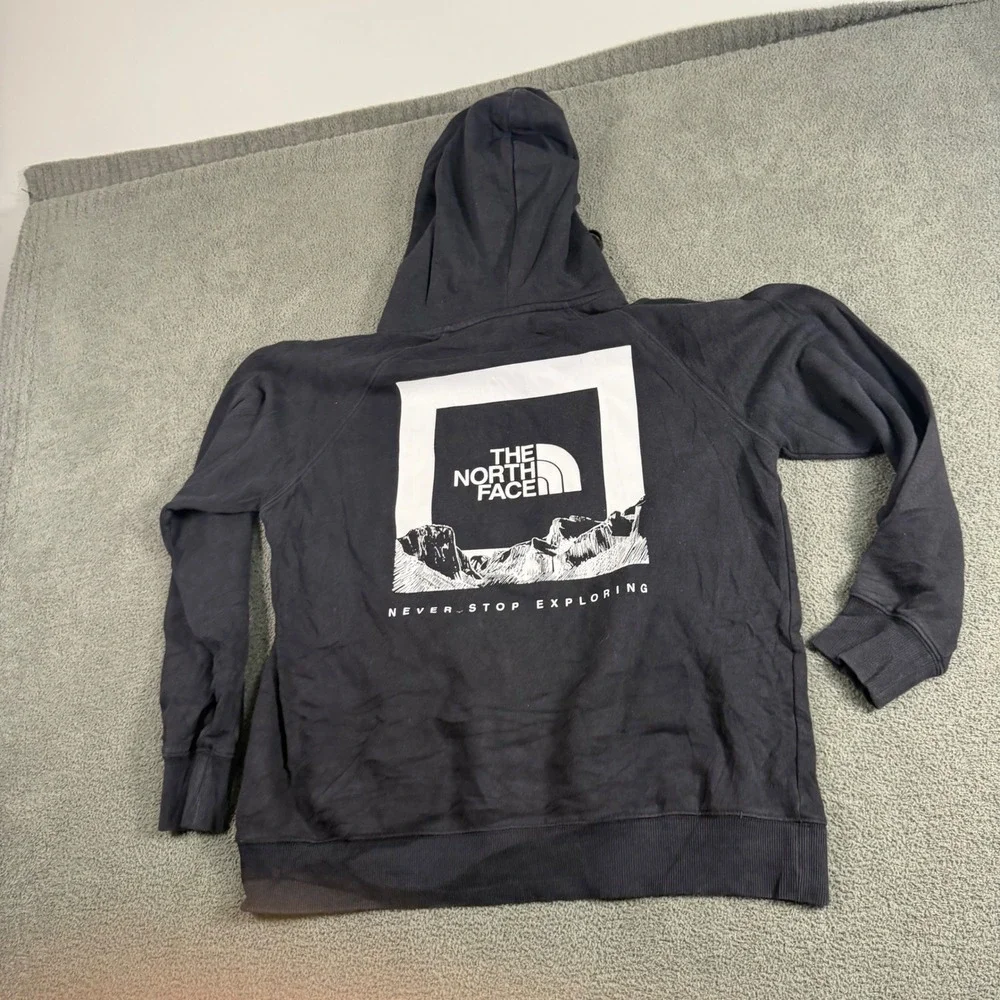 The North Face Mens Black Mountain Graphic Pullover Hoodie Sweatshirt Medium